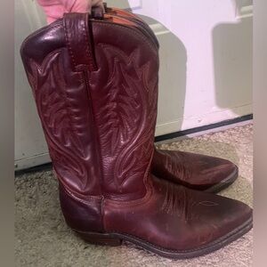Vintage Burgundy Brown Leather Cowboy Boots Ladies 10- Made in Canada 🇨🇦